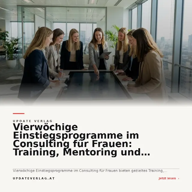 Share-Card fuer Vierwöchige Einstiegsprogramme im Consulting für Frauen: Training, Mentoring und Networking im Überblick