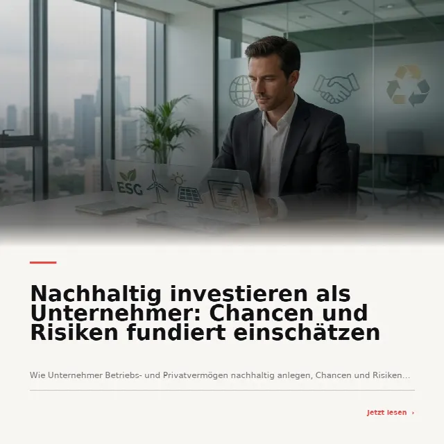 Share-Card fuer Nachhaltig investieren als Unternehmer: Chancen und Risiken fundiert einschätzen